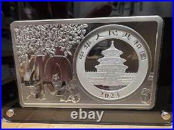 CHINESE PANDA 40th Anniversary Silver Set Coin 2 Oz + 30g Bar China 2023