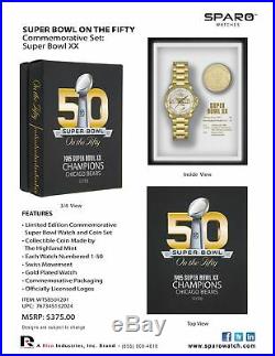 Chicago Bears Super Bowl Watch & Coin Gift Set Limited 50 sets MSRP $375