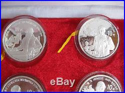 China 10 Yuan 1990 Set 4 Coins BOX COA Edison Homer Shakespeare Beethoven