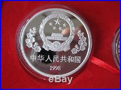 China 10 Yuan 1998 Set BOX COA 2 Coins Münzen Kanada 5 Dollar