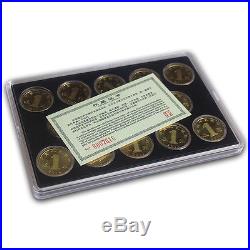 China 12 Zodiac Commemorative coins, 1 Yuan × 12 pcs set, 2003-2014, IN Box, UNC