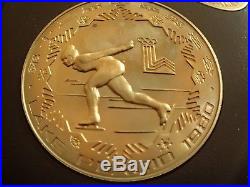 China 1980 Olympic Games 4 Brass Yuan Coins Set, Lake Placid Winter