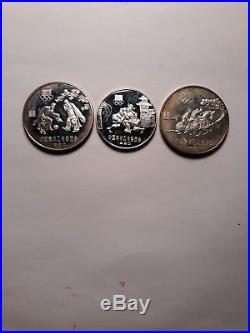 China 1980 Set Of 3 Silver Olympic Proof Coins In Box One 20-y And Two 30-y