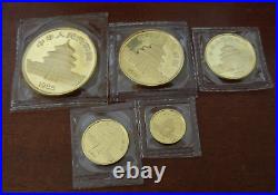 China 1985 Gold 1.9 oz Full 5 Coin Panda Set Original Mint Sealed BU