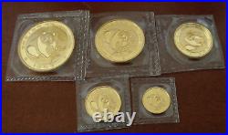 China 1988 Gold 1.9 oz Full 5 Coin Panda Set Original Mint Sealed BU