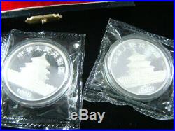 China 1989 Proof & B. U. 1 Oz. Silver 2 Coin Set KM#A221 Double Sealed Nice