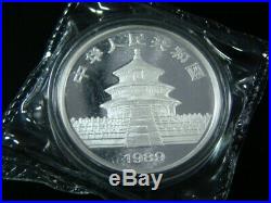 China 1989 Proof & B. U. 1 Oz. Silver 2 Coin Set KM#A221 Double Sealed Nice