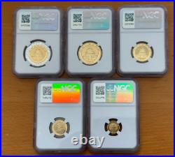China 1993 Full Gold and Bi-Metallic Panda 5 Coin Proof Set NGC PF69UC