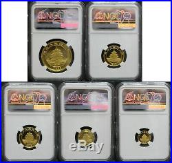 China 1995 Panda 5 Gold Coin SET NGC 6369