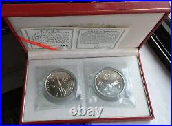 China 1996 Aviation Industry 10 Yuan Set of 2 Silver Coins, BU