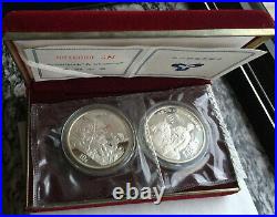 China 1996 Long March of Red Army 10 Yuan Set of 2 Silver Coins, Proof