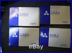 China 1997,1998,1999,2000 Official Mint Set of 6 Coins, BU