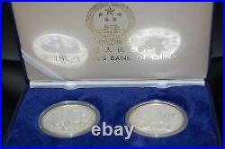 China 2 x 10 Yuan Silver 1989 Coin Set Animal Welfare Kranich And Stag Pf 49076
