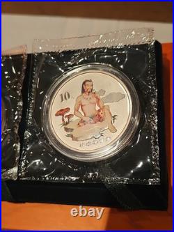 China 2002 Colored Silver 10 Yuan Coin Set (2 Pcs) Mythical Folktale, Bu-sealed