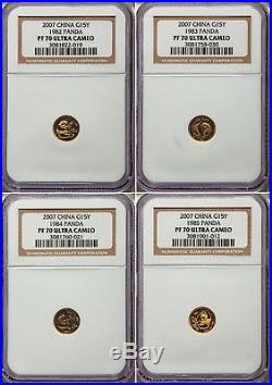 China 2007 Panda 25th Anni Set of 15Yuan Gold Coin NGC 70 25 coins are 70