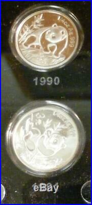 China 2007 Panda 25th Anniversary 25 pc. 1/4 Oz Silver Coin Set Orig. Box With COA