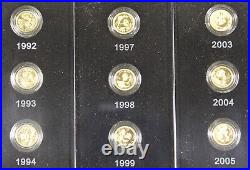 China 2007 Panda 25th Anniversary 25X 1/25 Oz Gold Coin Proof Set (1 Oz AGW)