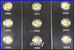 China 2007 Panda 25th Anniversary 25X 1/25 Oz Gold Coin Proof Set (1 Oz AGW)