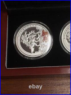 China 2008 Beijing Olympics Series III Silver Coin 4-pc Set With Box No Cert