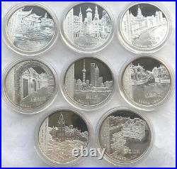 China 2010 Shanghai Expo City View 4oz Set of 8 Silver Medals, Proof