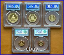 China 2011 Full Gold 1.9 oz Panda 5 Coin UNC Set PCGS GEM BU