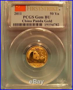 China 2011 Gold 5 Coin Full Prestige Panda First Strike Set All CoinsPCGS GemBU