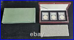 China 2012-2014 1oz Silver 3-Coin Panda Set MS69 PCGS 24729302 in Display Box