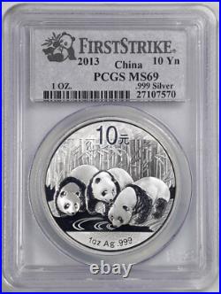 China 2012-2014 1oz Silver 3-Coin Panda Set MS69 PCGS 24729302 in Display Box