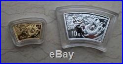 China 2012 Dragon Fan-shaped Gold and Silver Coins Set