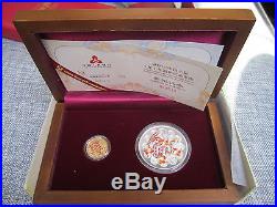 China 2012 Dragon Gold and Silver Colored Coins Set