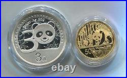 China 2012 Gold + Silver Coins Set 30th Anni. Of Issuance of Panda Gold Coin