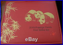 China 2013 Gold 5 Coin Full Prestige Panda First Strike Set All Coins PCGS MS70