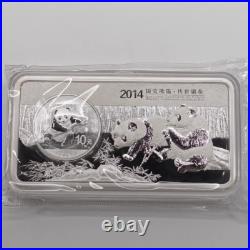 China 2014 500g Solid Silver Panda Bar / Medal & one 1oz Silver panda Coin Set