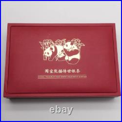 China 2014 500g Solid Silver Panda Bar / Medal & one 1oz Silver panda Coin Set