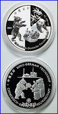 China 2017 2oz. 999 Silver 45th Anniv. Sino-German Friendship 2-Coin Set in OGP