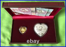 China 2017 Auspicious Culture LOVE Gold Silver 2 Pieces Set Original Box + COAs