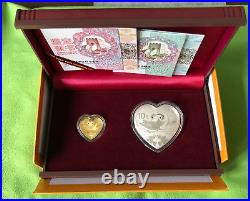 China 2017 Auspicious Culture LOVE Gold Silver 2 Pieces Set Original Box + COAs