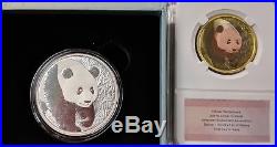 China 2017 Denver ANA Panda Tri-Metal & 30 g Silver, 2 pc Coin Set