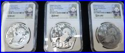 China 2020 3OZ TOTAL Silver 3-Coin Panda Set, MS70 NGC, Signed by Song Lina