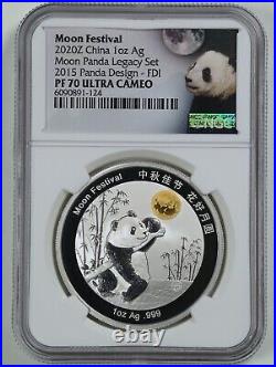 China 2020 Moon Festival 5-Coin Panda Legacy Set PF70UCAM NGC FDI OGP with COA