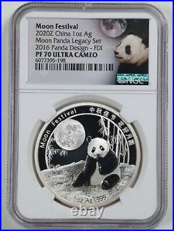 China 2020 Moon Festival 5-Coin Panda Legacy Set PF70UCAM NGC FDI OGP with COA