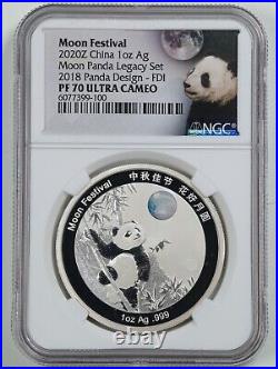 China 2020 Moon Festival 5-Coin Panda Legacy Set PF70UCAM NGC FDI OGP with COA