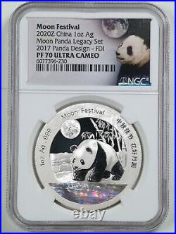 China 2020 Moon Festival 5-Coin Panda Legacy Set PF70UCAM NGC FDI OGP with COA