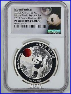 China 2020 Moon Festival 5-Coin Panda Legacy Set PF70UCAM NGC FDI OGP with COA