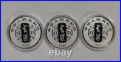 China 2021 One Set 3 Pieces of 30g Silver Coins Chinese Calligraphy Art (3rd)
