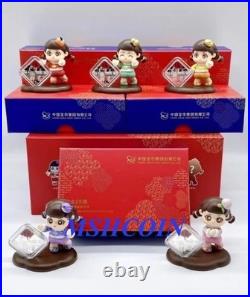 China 2025 3 Yuan 8g Colored Silver BU Coin New Year Fu Fortune 5 Toys Full Set