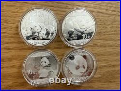 China 4 of 1oz Silver Panda coin set(2013,2016,2017,2018)