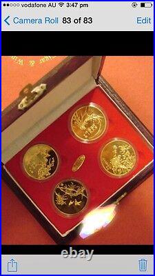 China 4pc mei lan zhu jv 4 blessing medal coin set