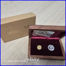 China 50 + 3 Yuan 2012 30th Anni China Panda Gold Coin Gold Silver Set BOX + COA