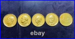 China 70th Anniversary Coin Set of 5, Slightly Scratched, Vintage Collectible